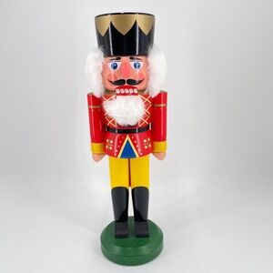 HODREWA Legler Erzgebirge Authentic Wood German King Nutcracker Crown Red 12.5"